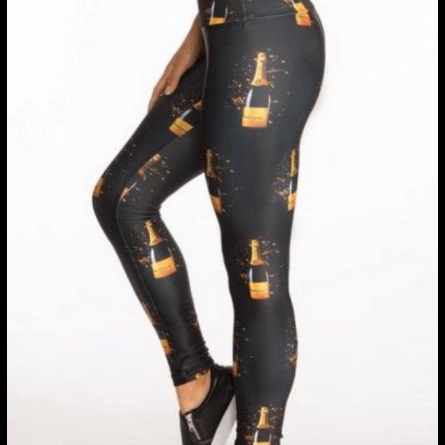 Goldsheep Black And Gold Champagne Leggings